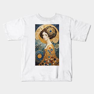 Gustav Klimt's Enigmatic Beauty: Inspired Woman in Ornate Splendor Kids T-Shirt